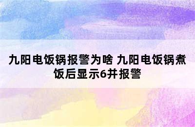 九阳电饭锅报警为啥 九阳电饭锅煮饭后显示6并报警